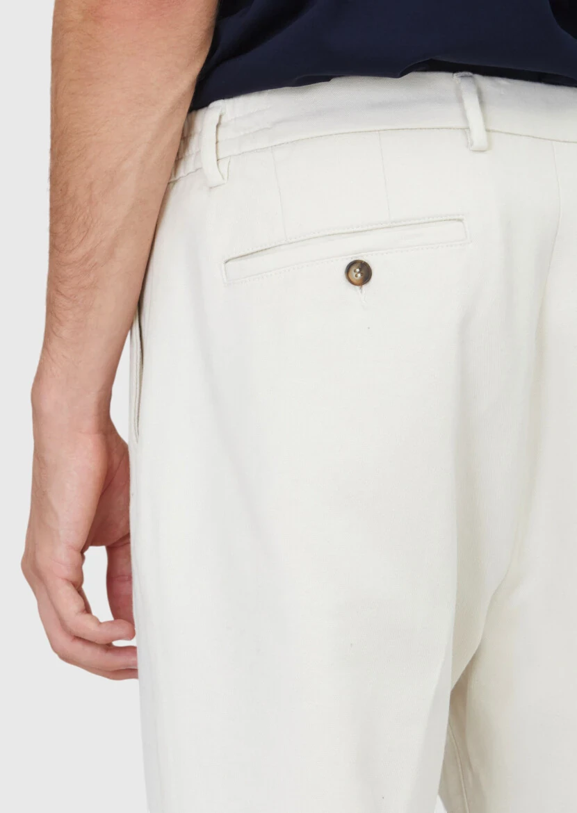 Beige Weaving Jogging Fit Casual Cotton Blended Trousers - 4