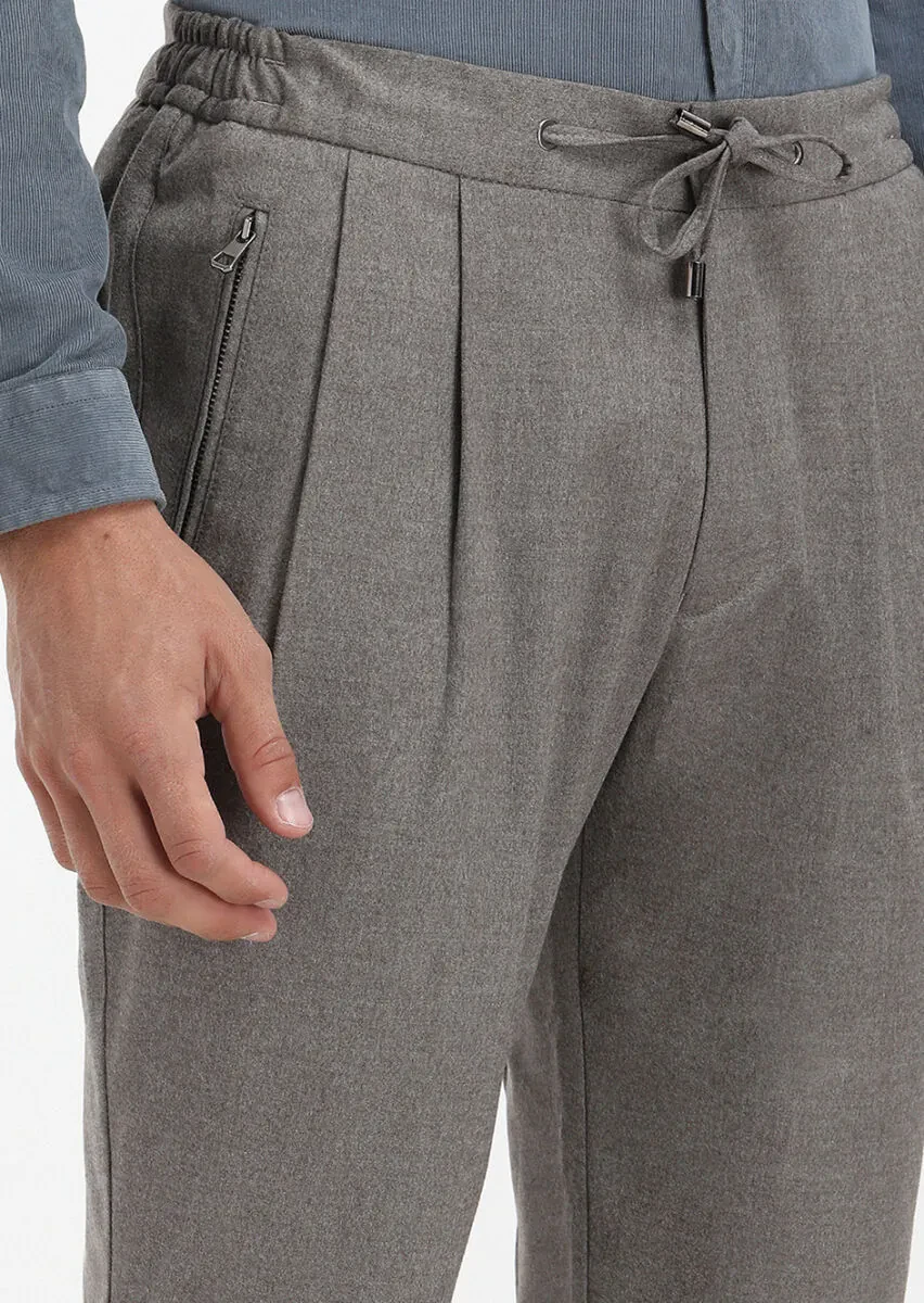 Beige Weaving Jogging Fit Casual Trousers - 3