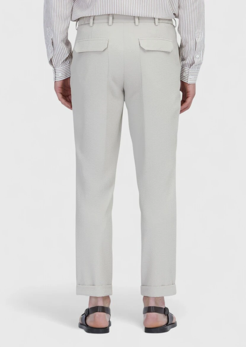 Beige Weaving Jogging Fit Casual Trousers - 5