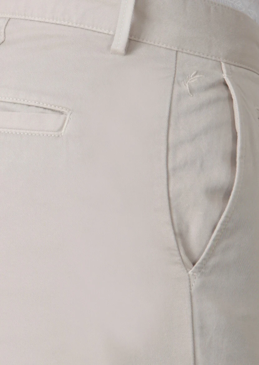 Beige Weaving Regular Fit Casual Cotton Blended Trousers - 3