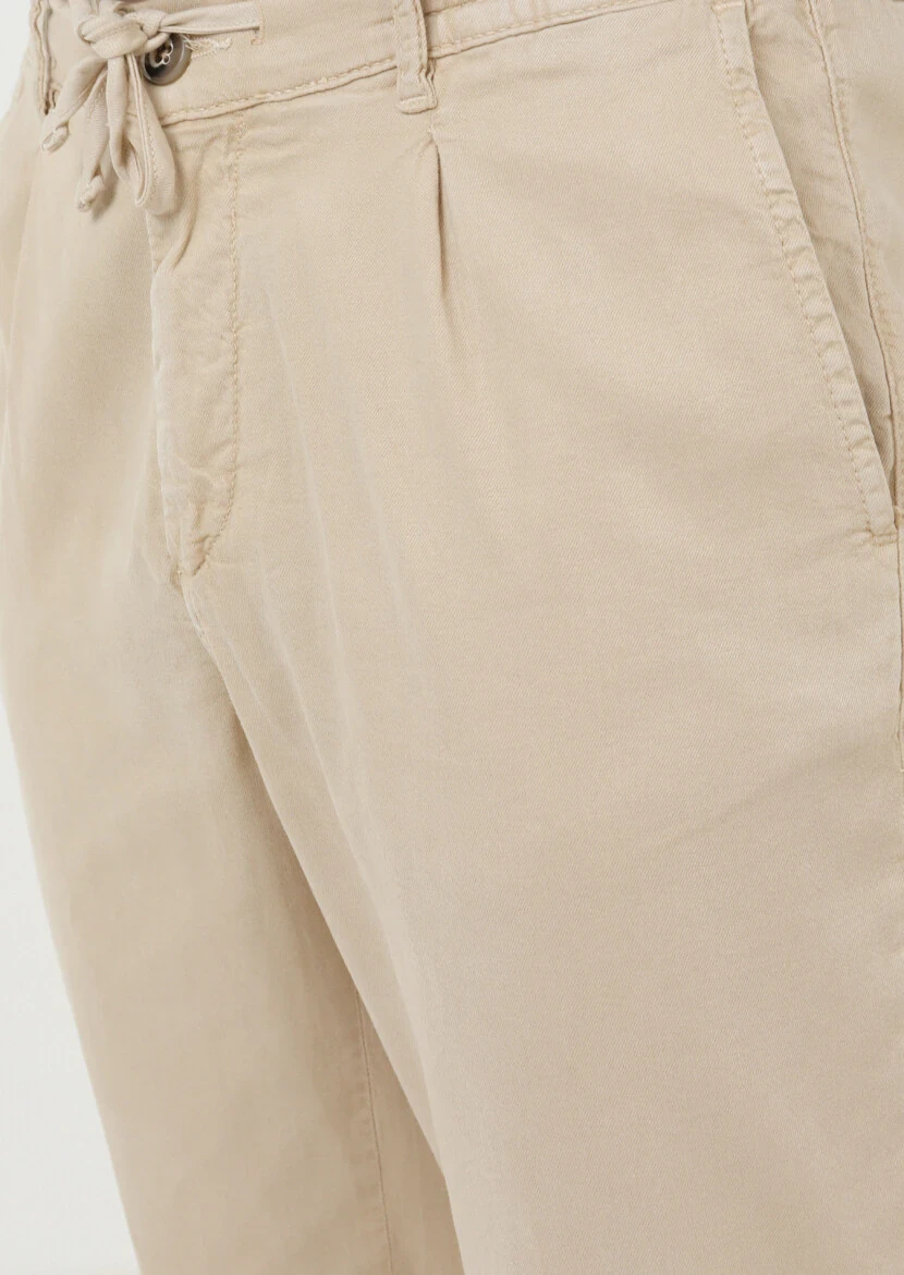 Bej Düz Dokuma Jogging Fit Casual Pamuk Karışımlı Pantolon - 3