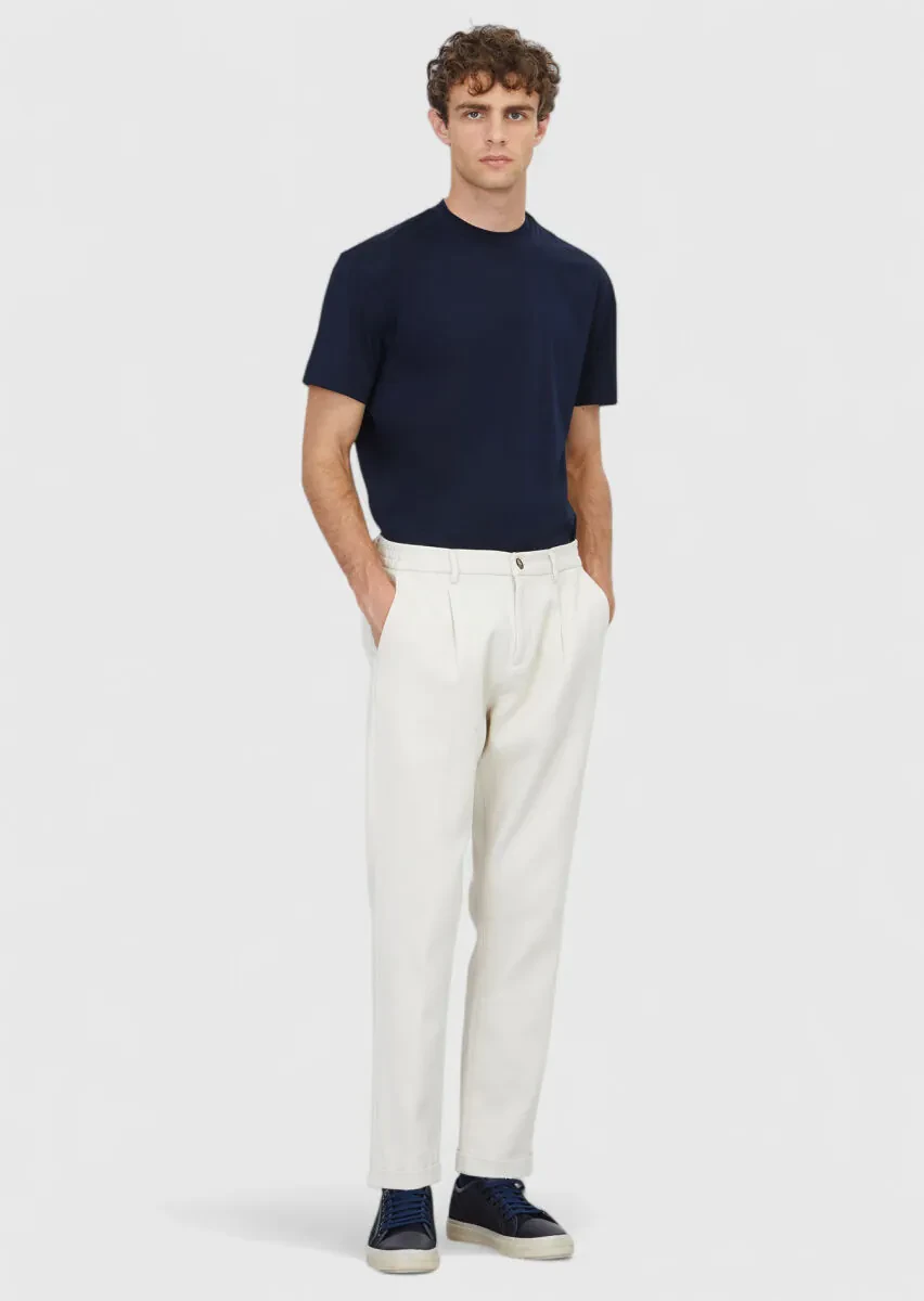 Bej Düz Dokuma Jogging Fit Casual Pamuk Karışımlı Pantolon - 1