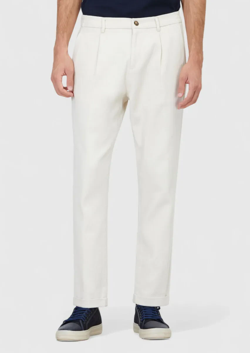 Bej Düz Dokuma Jogging Fit Casual Pamuk Karışımlı Pantolon - 2