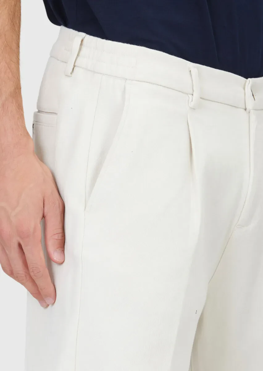 Bej Düz Dokuma Jogging Fit Casual Pamuk Karışımlı Pantolon - 3