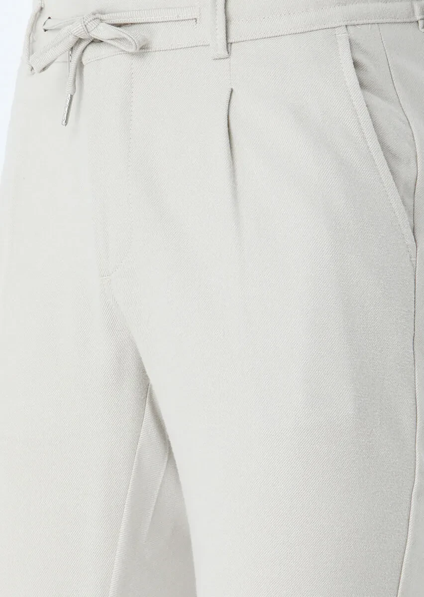 Bej Düz Dokuma Jogging Fit Casual Pantolon - 2