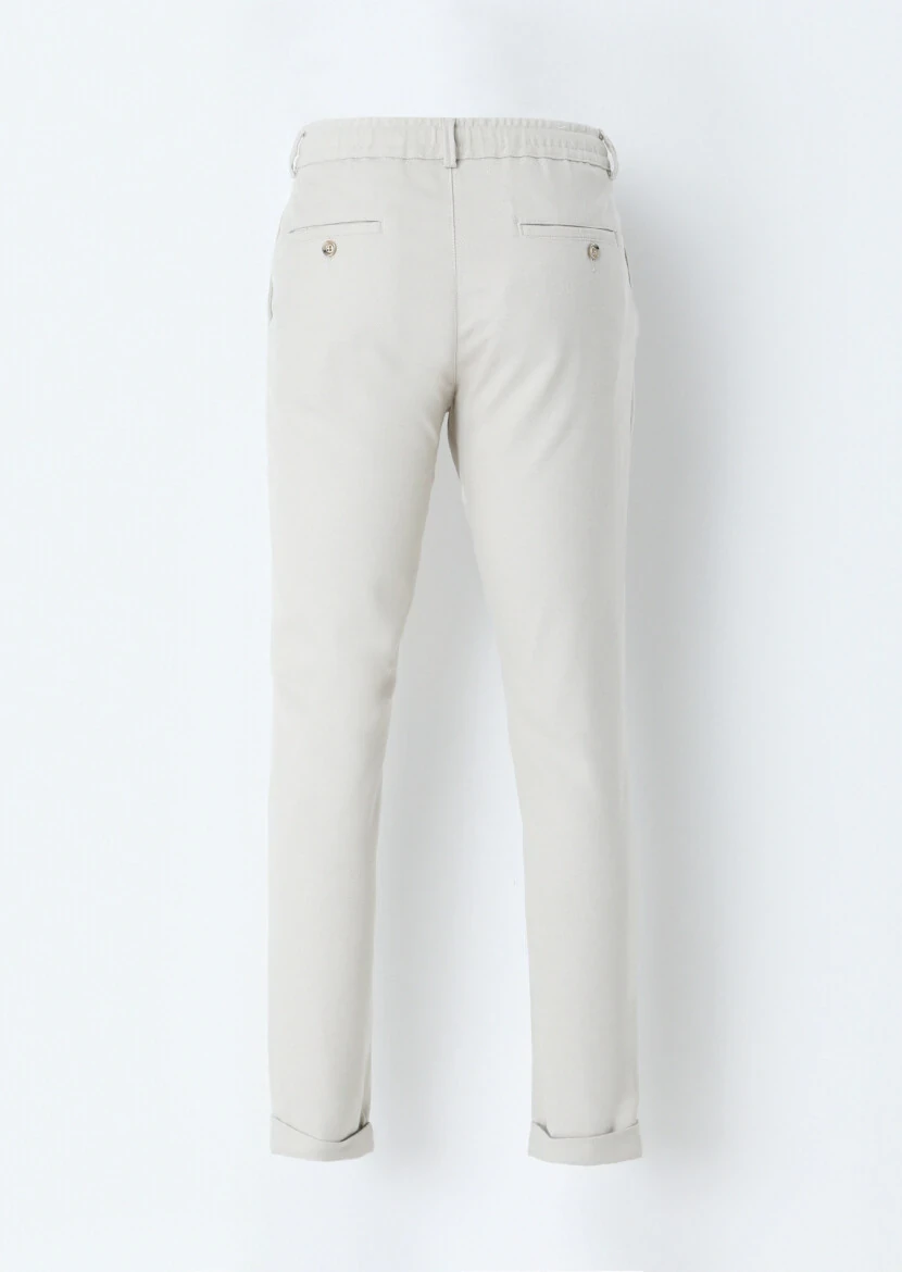 Bej Düz Dokuma Jogging Fit Casual Pantolon - 3