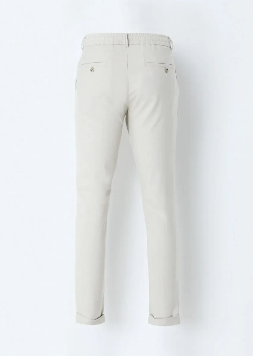 Bej Düz Dokuma Jogging Fit Casual Pantolon - 3