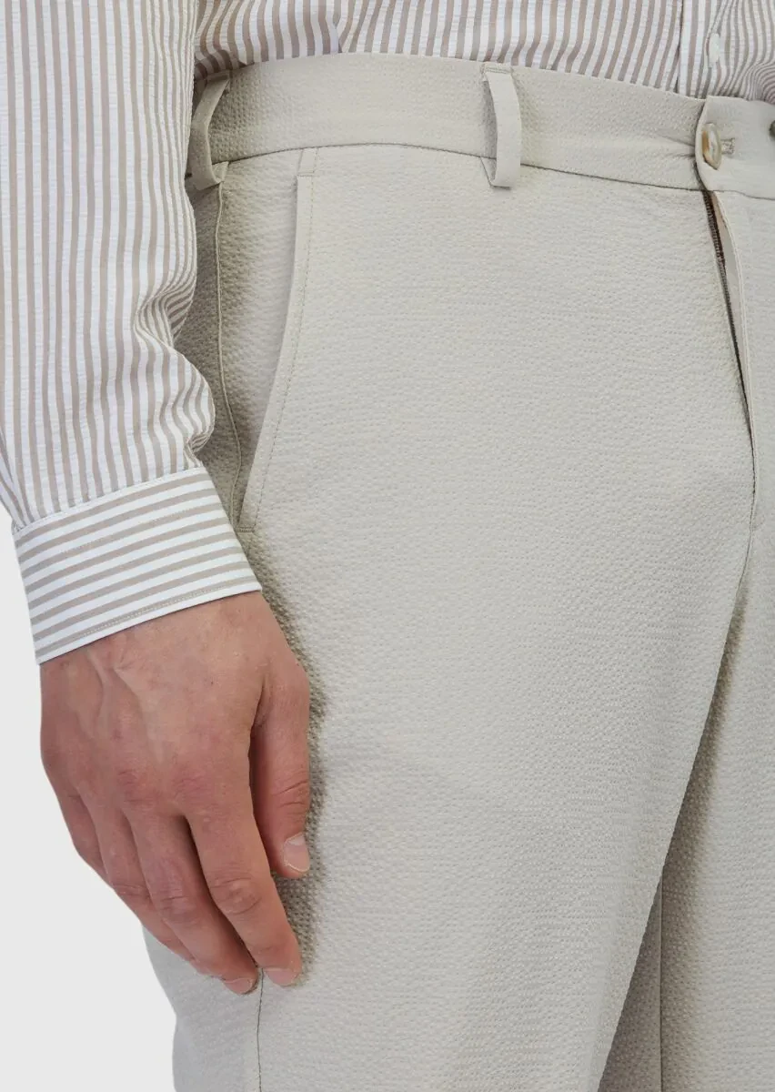 Bej Düz Dokuma Jogging Fit Casual Pantolon - 3