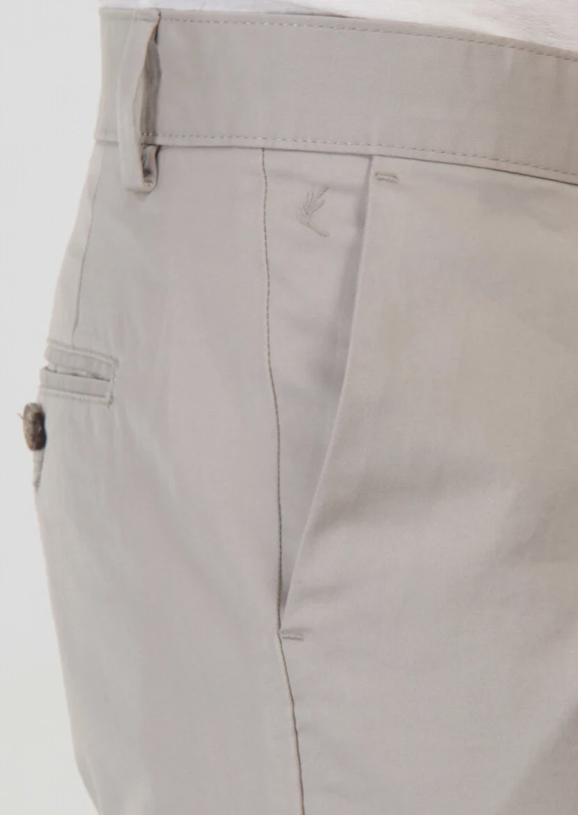 Bej Düz Dokuma Regular Fit Casual Pamuk Karışımlı Pantolon - 5