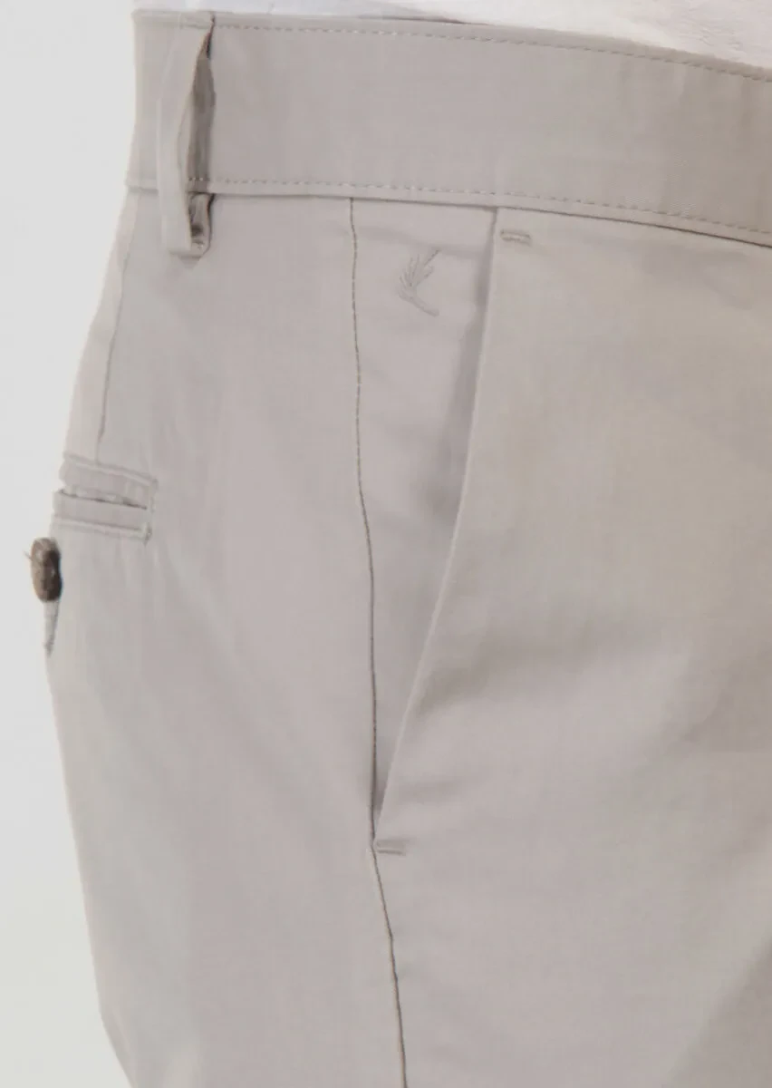 Bej Düz Dokuma Regular Fit Casual Pamuk Karışımlı Pantolon - 5