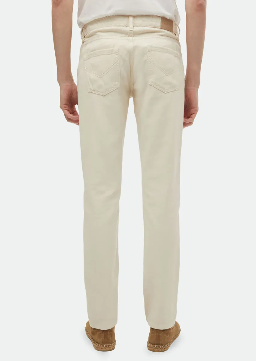 Bej Düz Dokuma Regular Fit Casual Pamuk Karışımlı Pantolon - 4