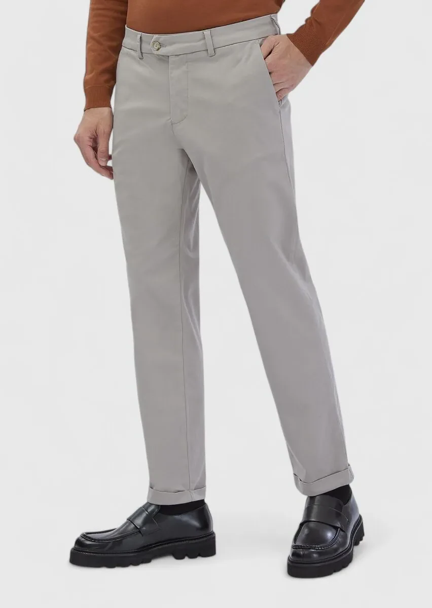 Bej Düz Dokuma Regular Fit Casual Pamuk Karışımlı Pantolon - 3