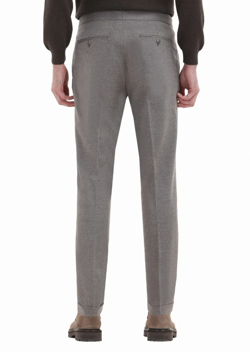 Bej Düz Kumaş Modern Fit Klasik Pantolon - 5