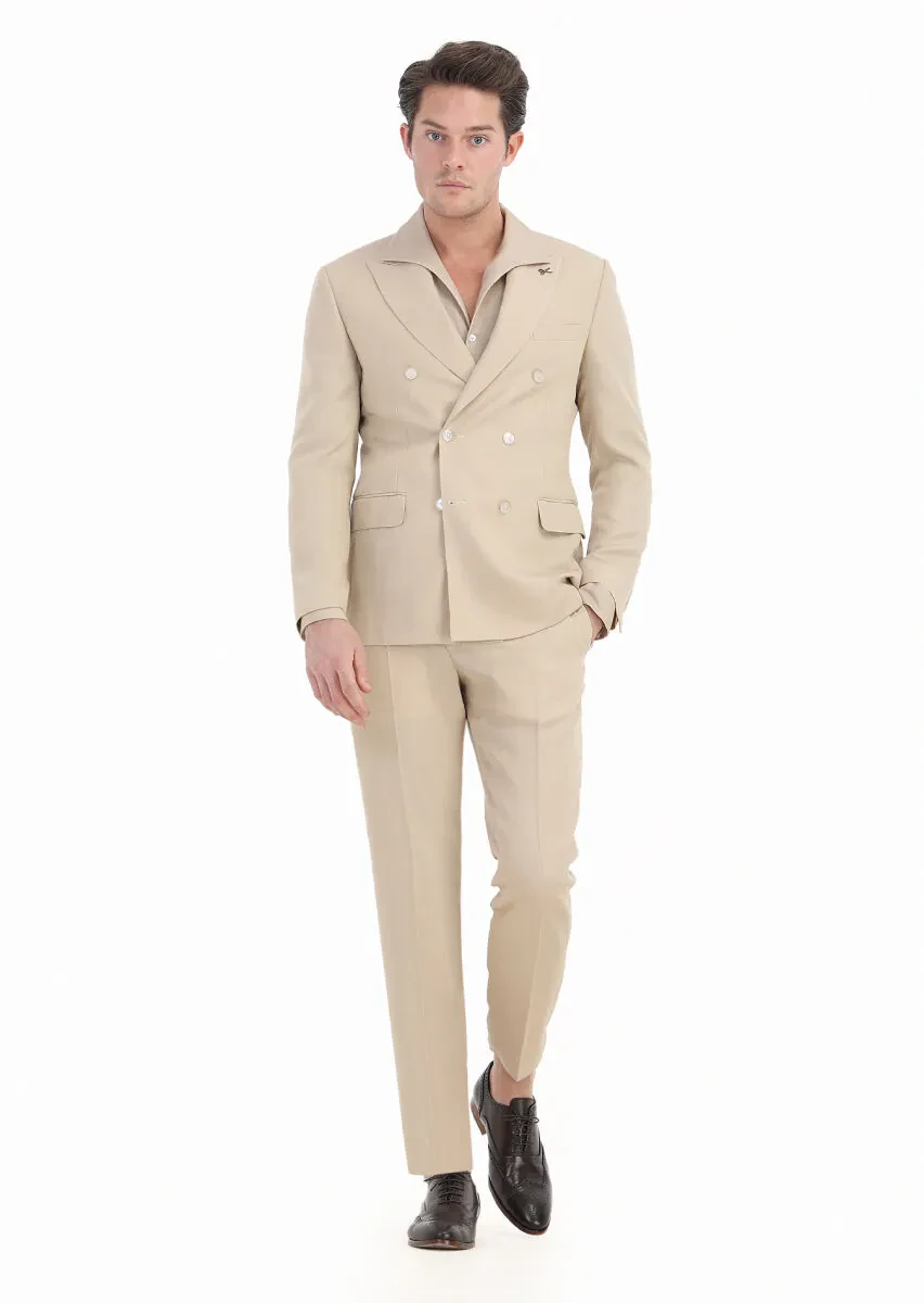 Bej Düz Zeroweight Slim Fit Takım Elbise - 1