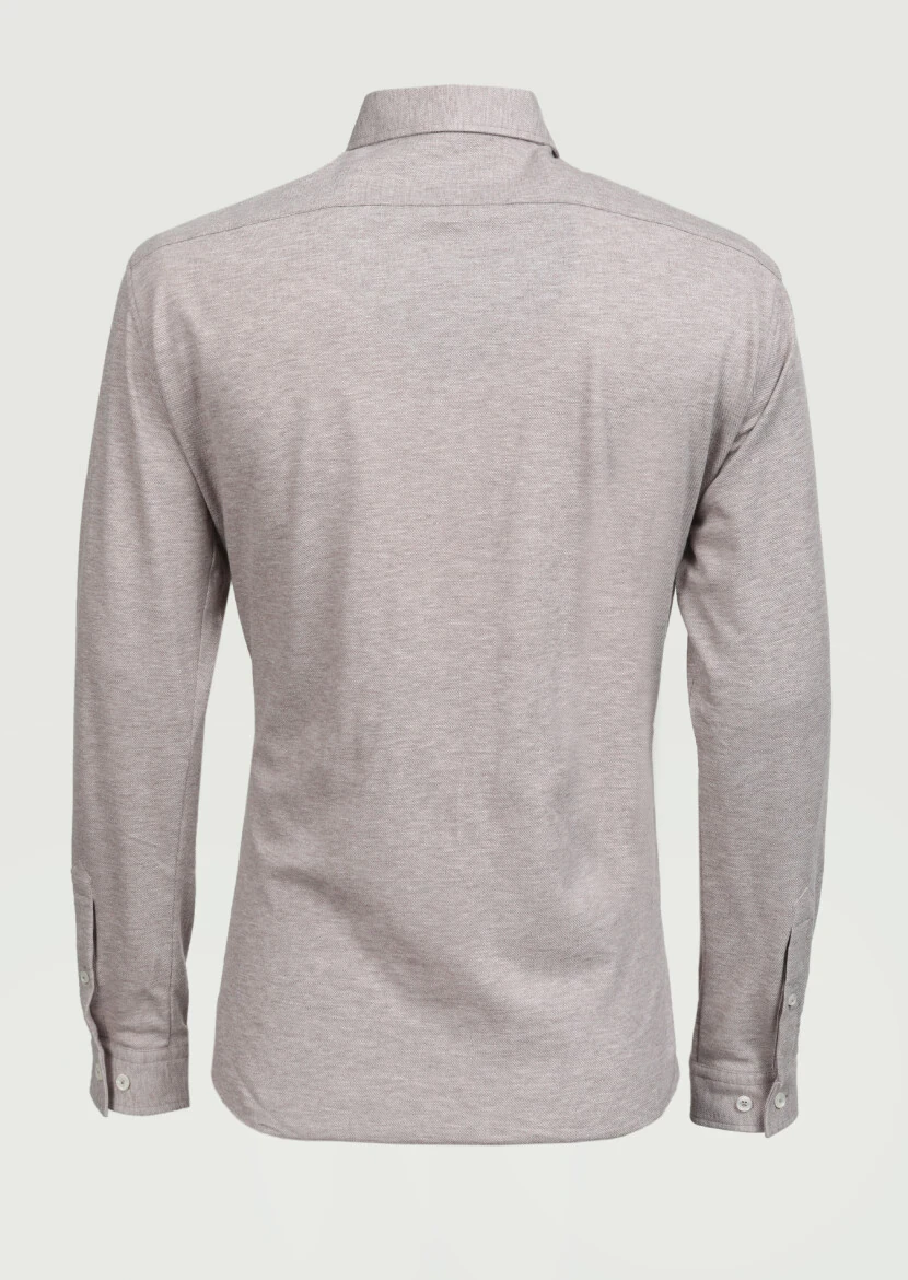 Bej Fitted Fit Casual %100 Pamuk Gömlek - 7