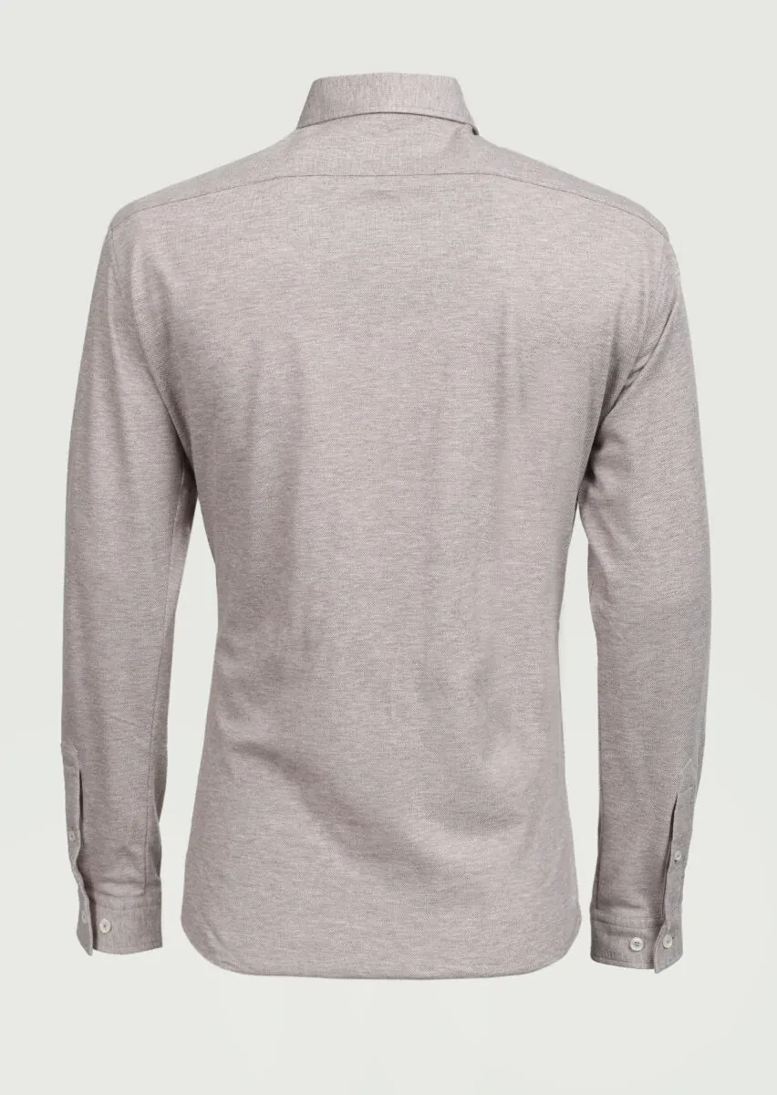 Bej Fitted Fit Casual %100 Pamuk Gömlek - 7