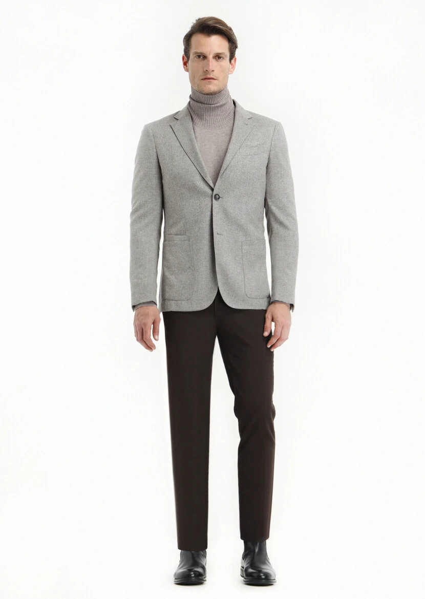 Bej İpek Karışımlı Ceket - 1