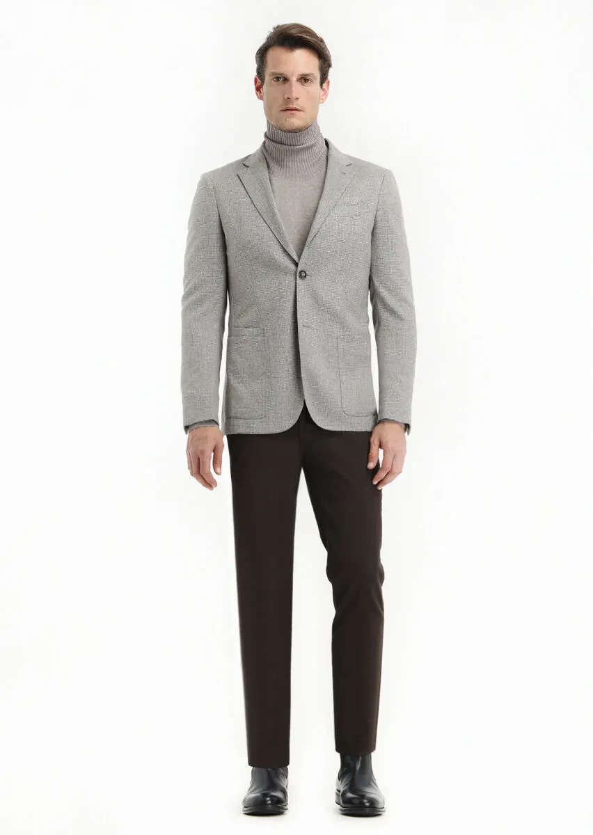 Bej İpek Karışımlı Ceket - 1