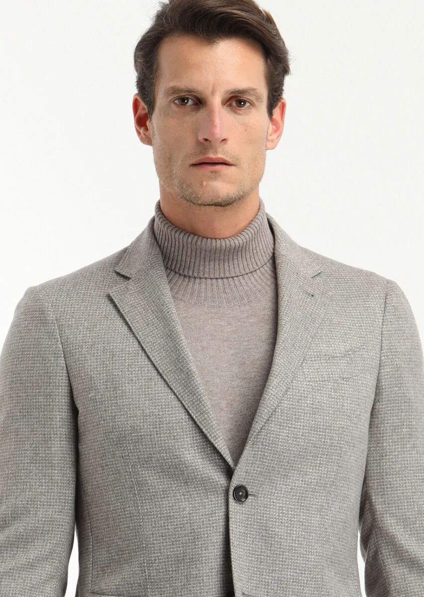 Bej İpek Karışımlı Ceket - 2