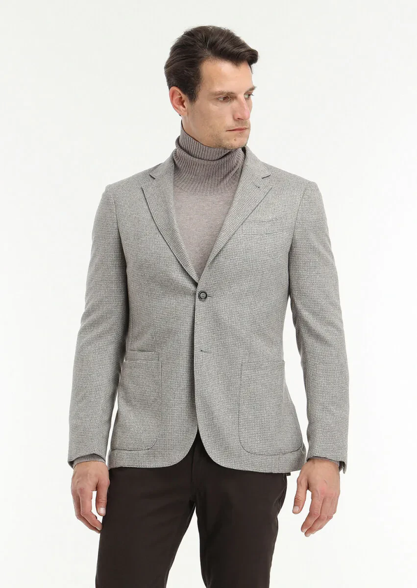 Bej İpek Karışımlı Ceket - 3