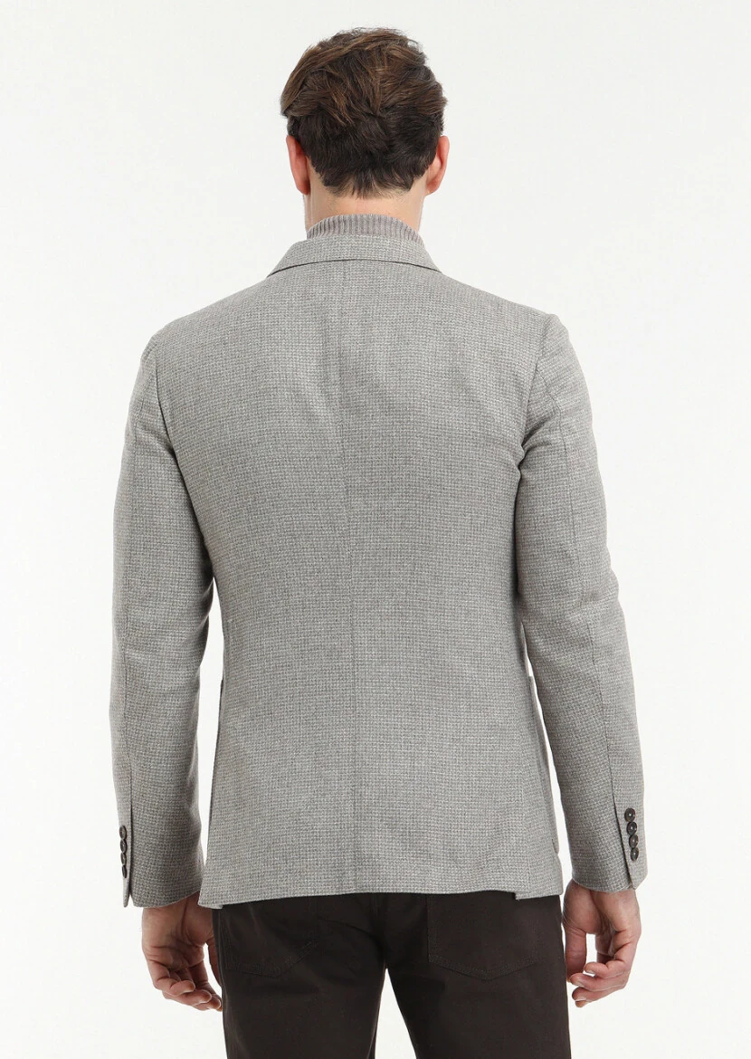 Bej İpek Karışımlı Ceket - 4