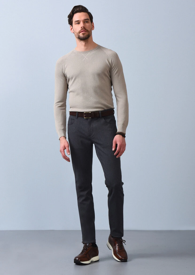 Bej Jakarlı Triko Kazak - 4