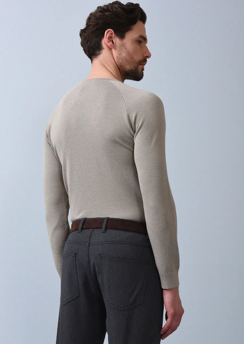 Bej Jakarlı Triko Kazak - 5