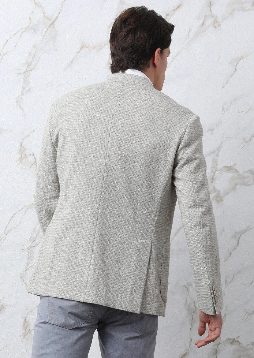 Bej Mikro Shirt Shoulder Slim Fit Pamuk Karışımlı Ceket - 7