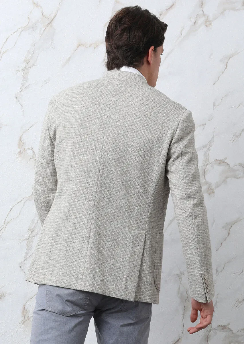 Bej Mikro Shirt Shoulder Slim Fit Pamuk Karışımlı Ceket - 7