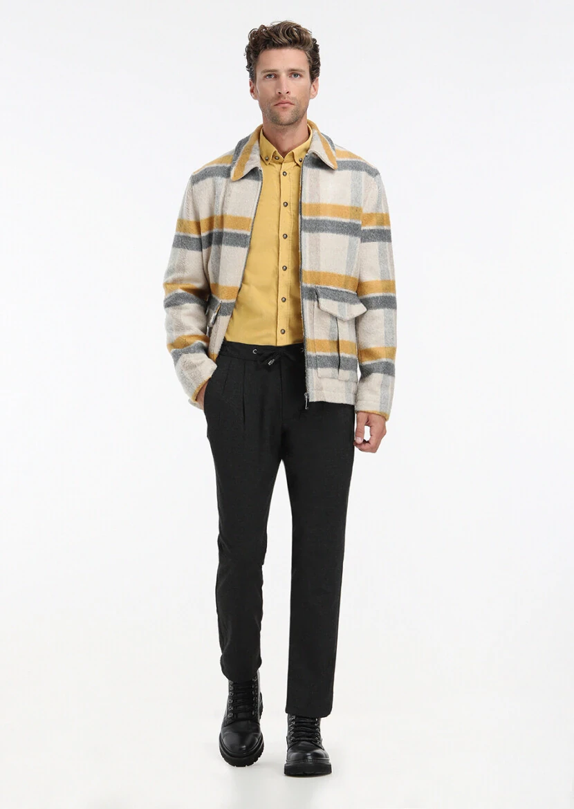 Bej Regular Fit Bebe Yaka Casual Dokuma Mont - 1