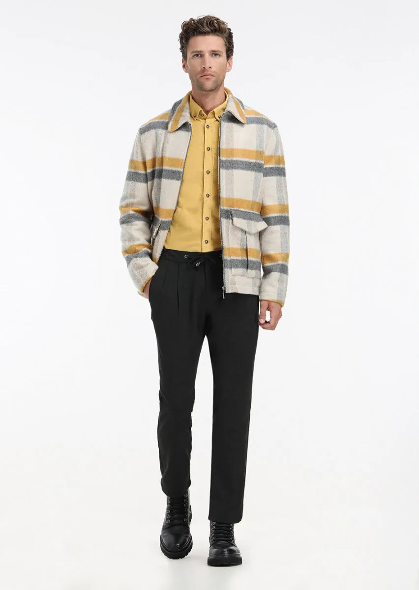 Bej Regular Fit Bebe Yaka Casual Dokuma Mont - 1