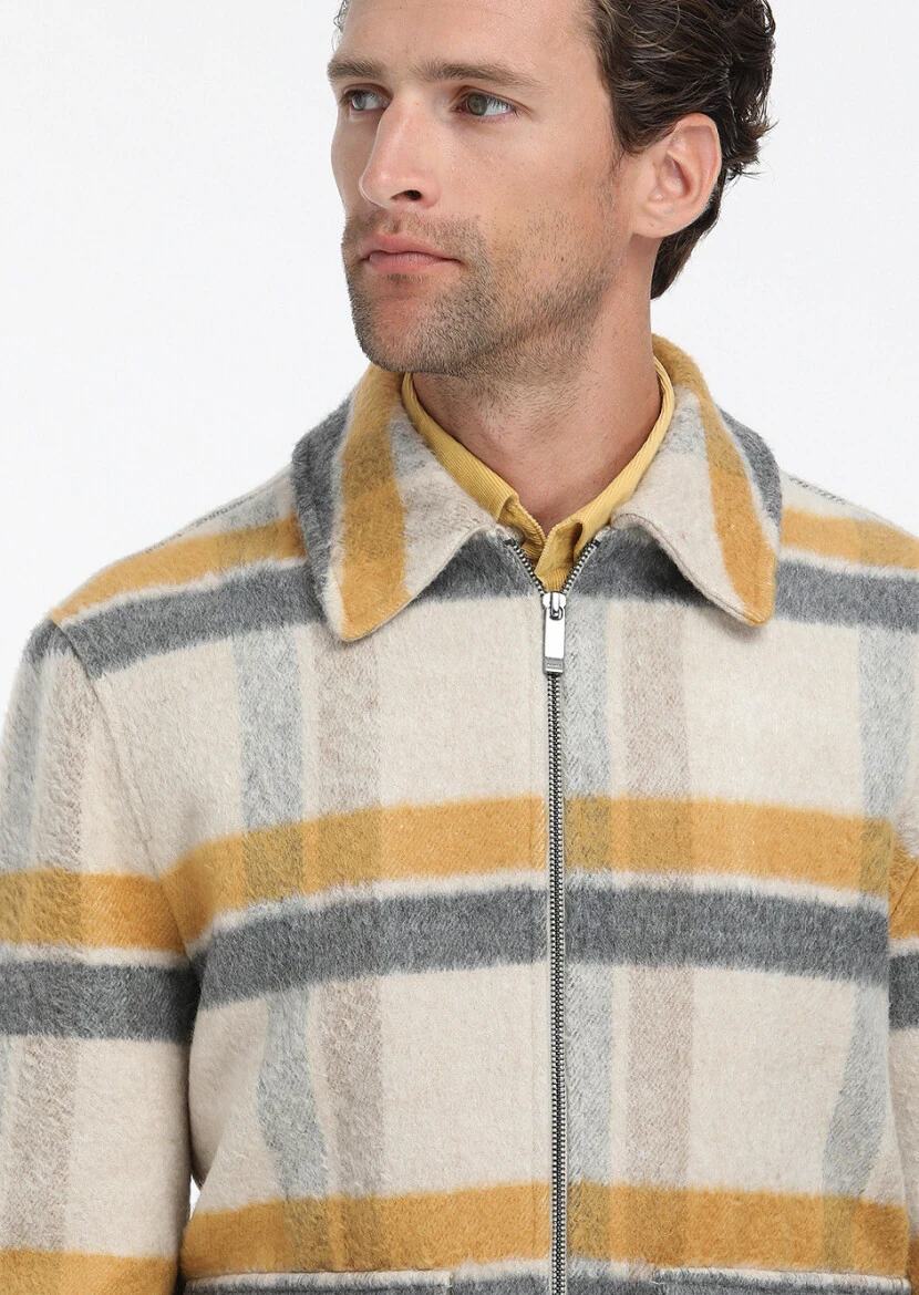 Bej Regular Fit Bebe Yaka Casual Dokuma Mont - 2