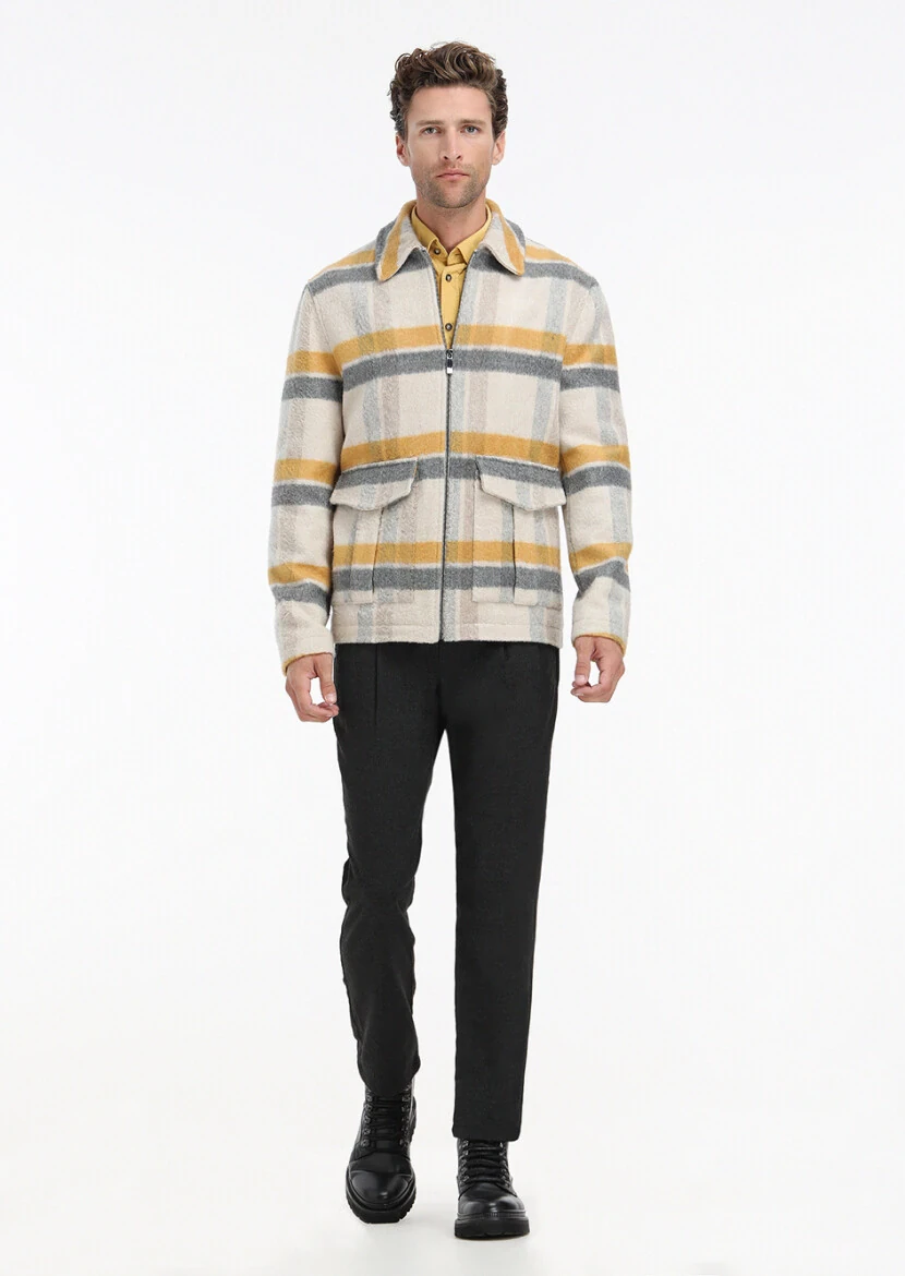 Bej Regular Fit Bebe Yaka Casual Dokuma Mont - 3