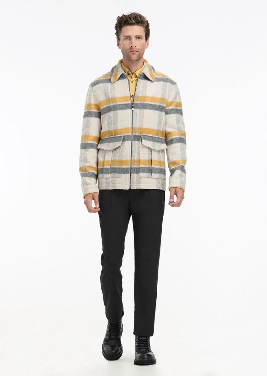 Bej Regular Fit Bebe Yaka Casual Dokuma Mont - 3