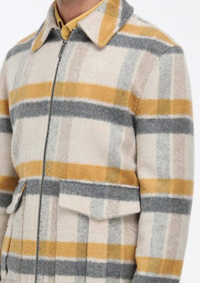 Bej Regular Fit Bebe Yaka Casual Dokuma Mont - 4