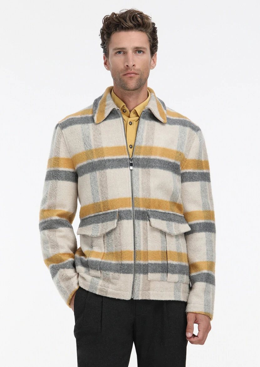 Bej Regular Fit Bebe Yaka Casual Dokuma Mont - 5