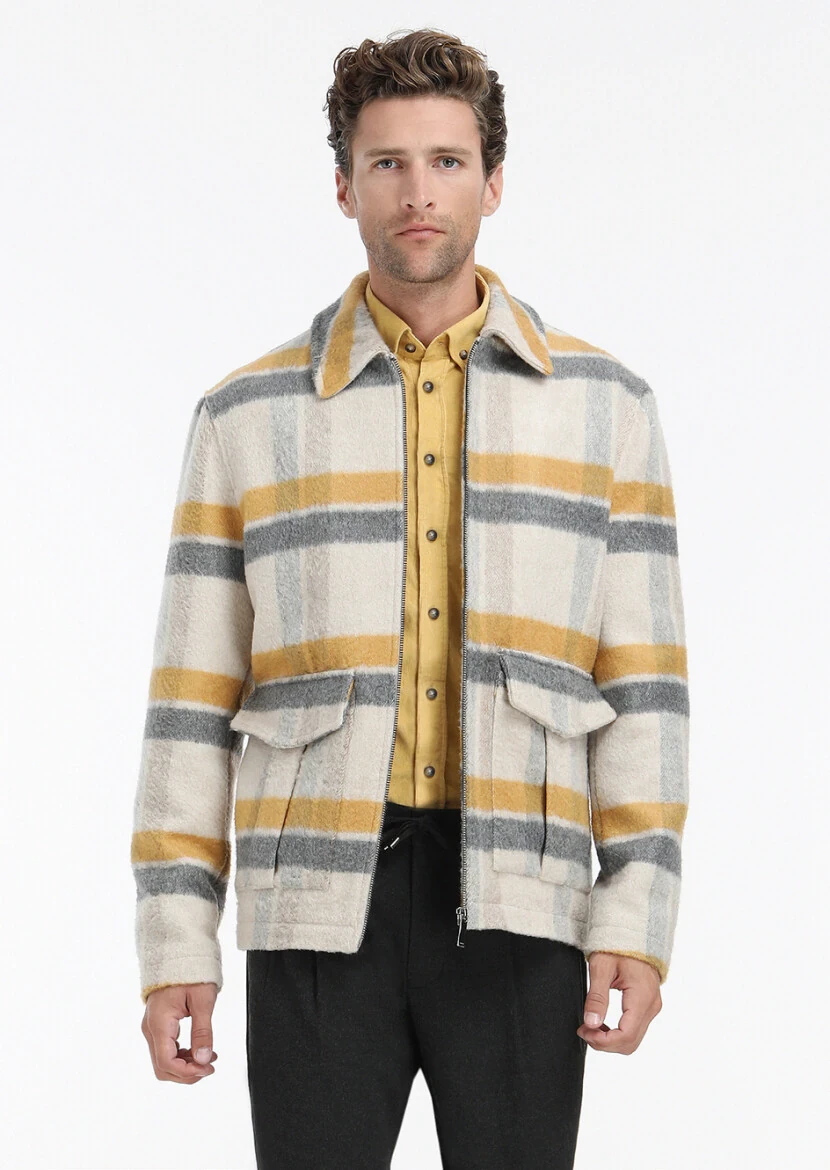 Bej Regular Fit Bebe Yaka Casual Dokuma Mont - 6