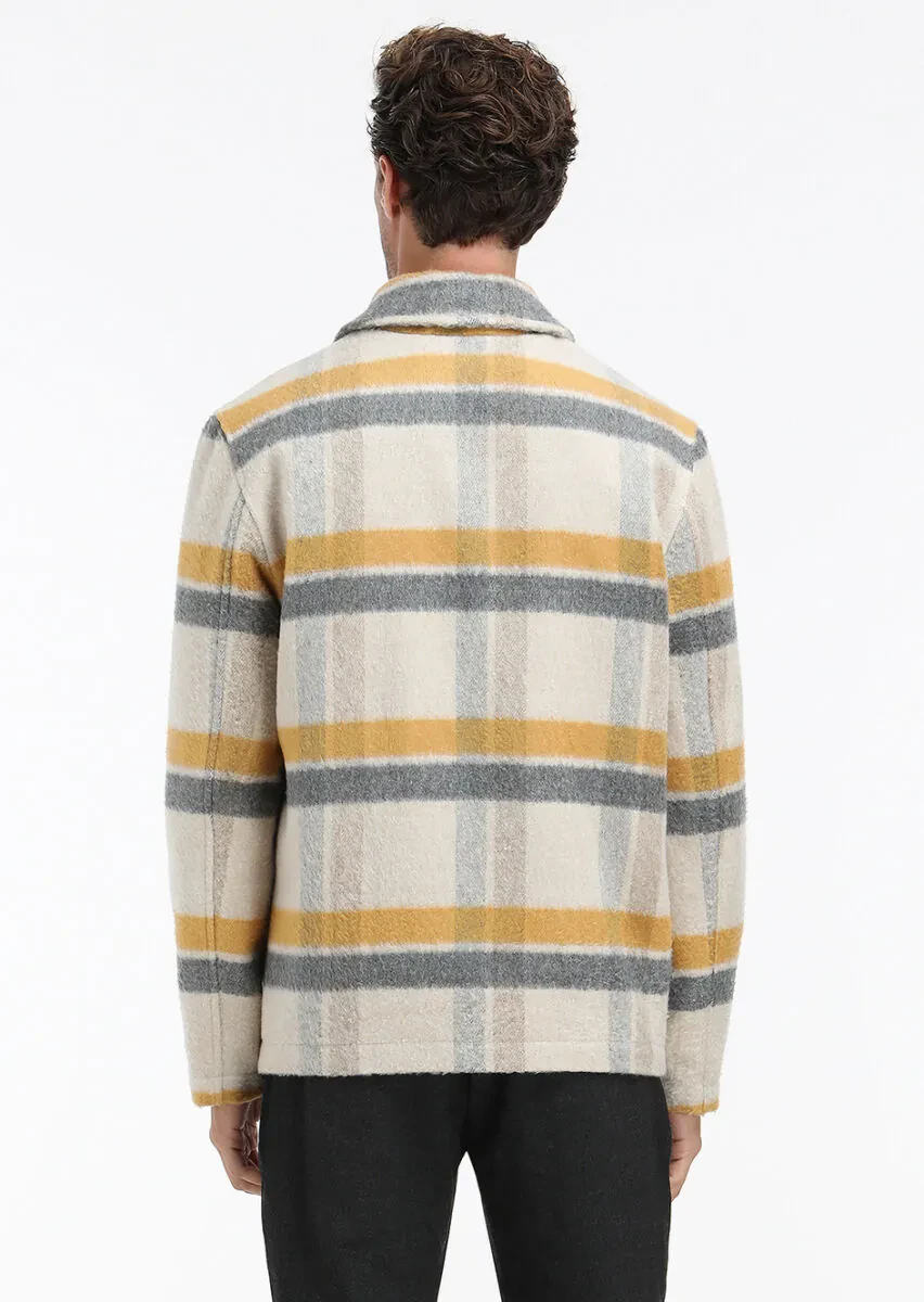 Bej Regular Fit Bebe Yaka Casual Dokuma Mont - 7