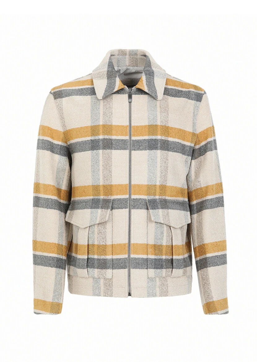 Bej Regular Fit Bebe Yaka Casual Dokuma Mont - 8