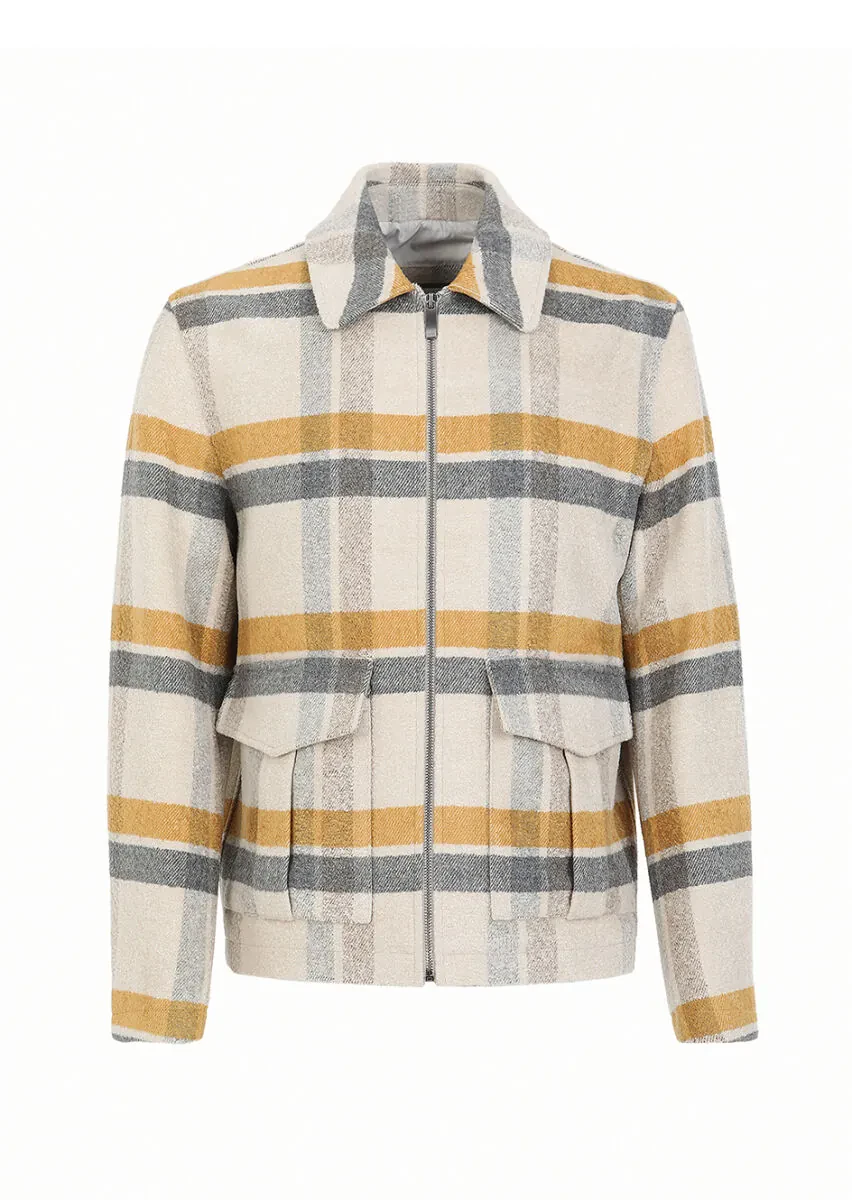 Bej Regular Fit Bebe Yaka Casual Dokuma Mont - 8