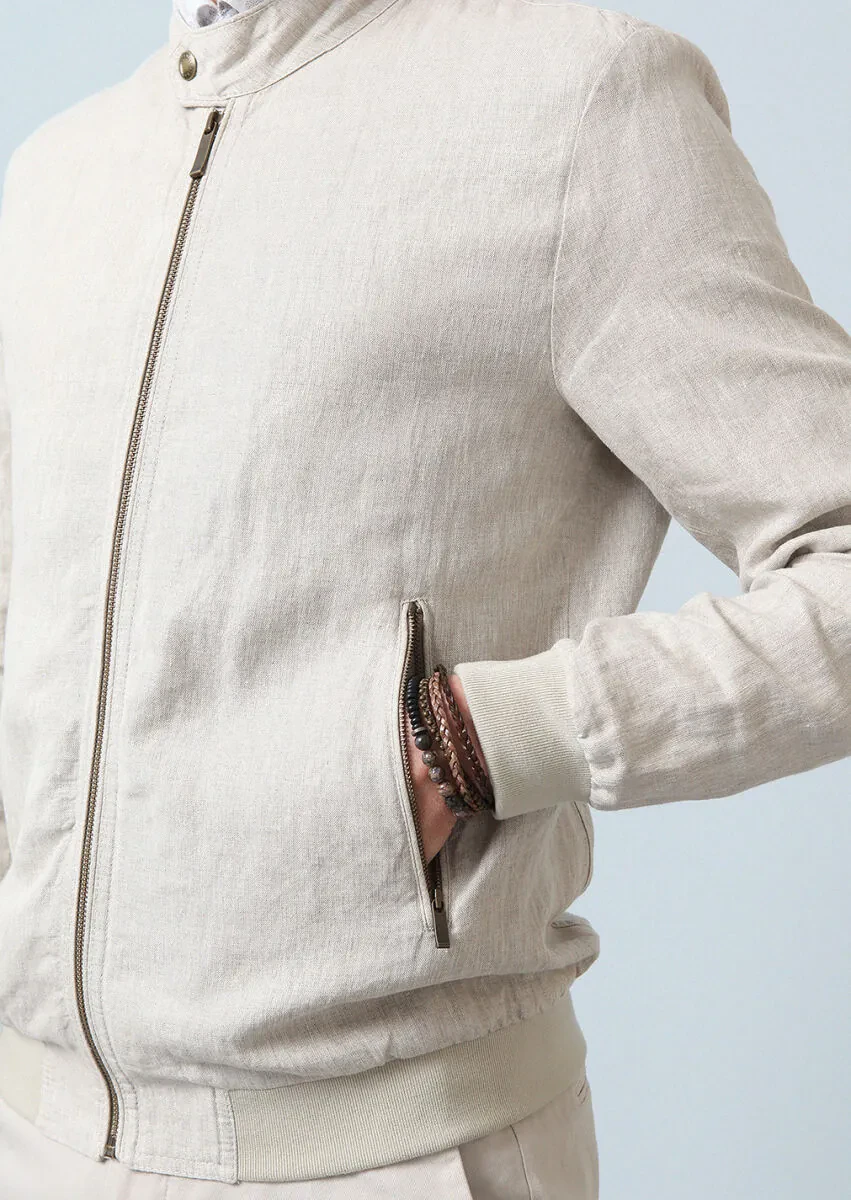 Bej Regular Fit Dik Yaka Casual Dokuma Mont - 5