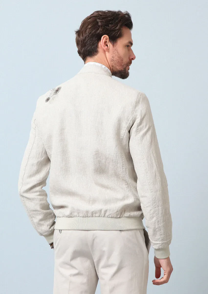 Bej Regular Fit Dik Yaka Casual Dokuma Mont - 9