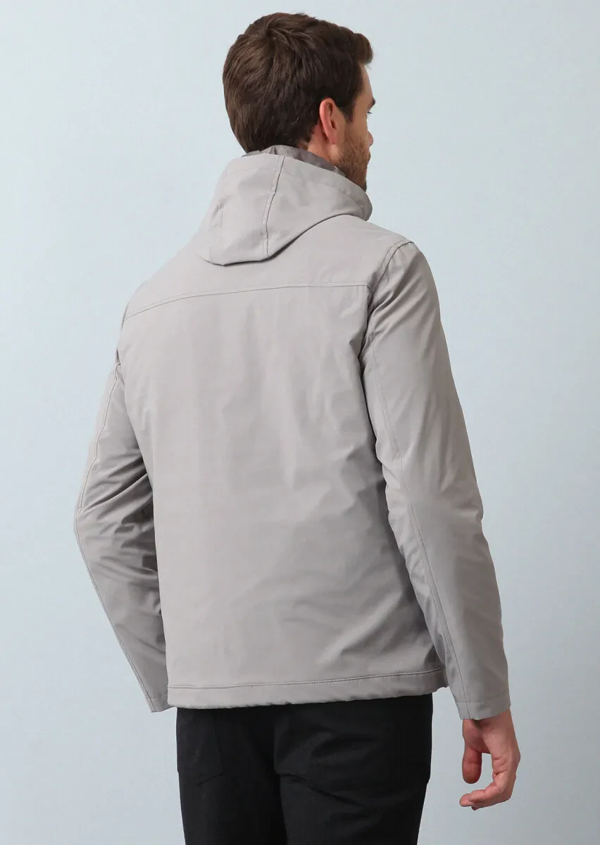 Bej Regular Fit Dik Yaka Casual Dokuma Mont - 5