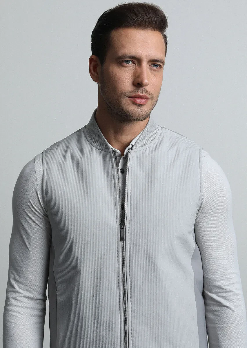 Bej Regular Fit Dik Yaka Casual Dokuma Spor Yelek - 2