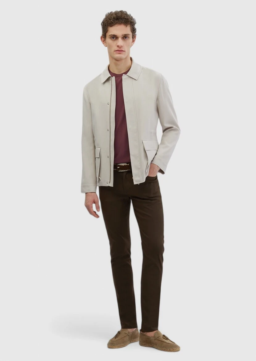 Bej Regular Fit Gömlek Yaka Casual Dokuma Mont - RAMSEY