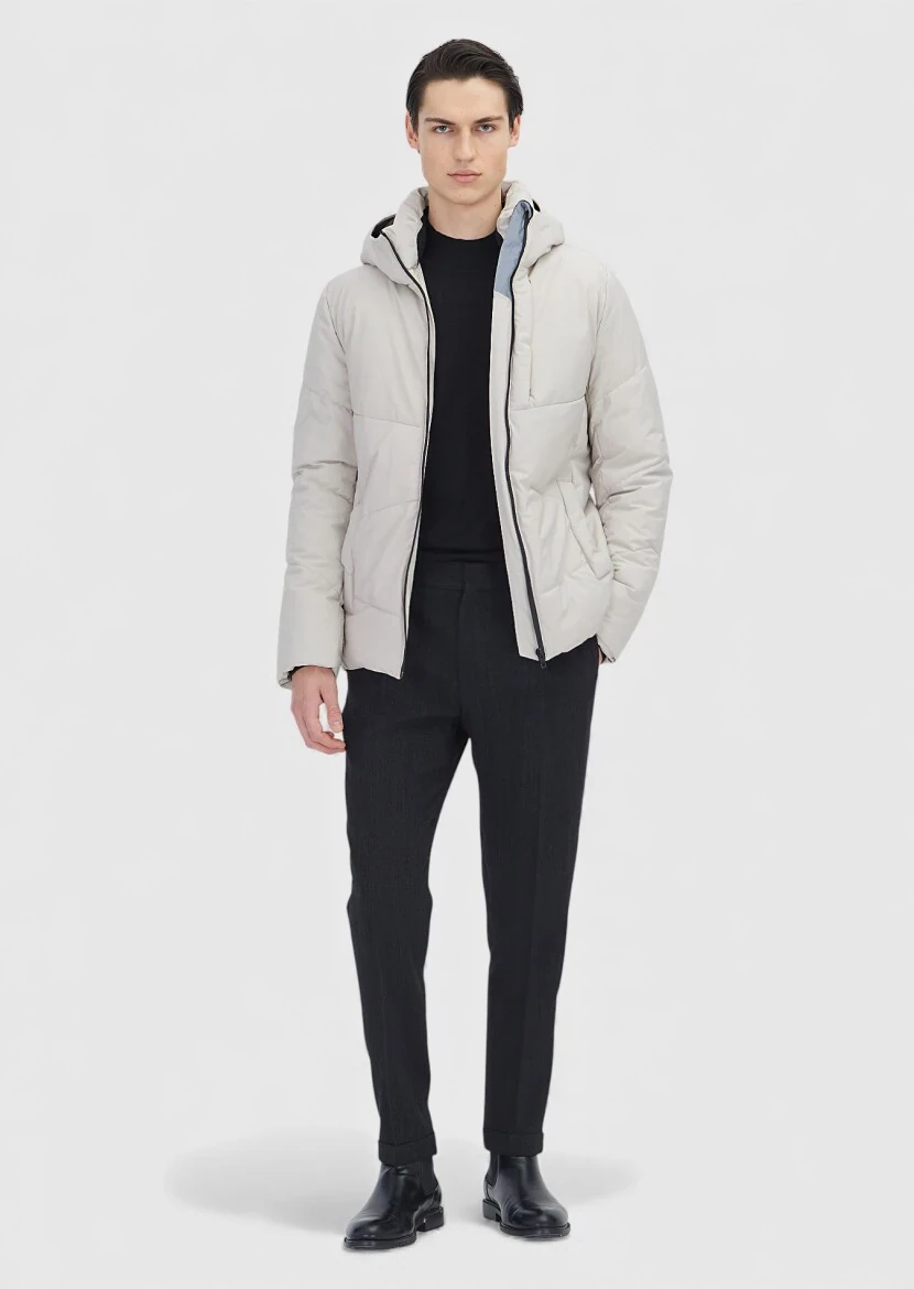 Bej Regular Fit Kapüşonlu Casual Dokuma Mont - RAMSEY