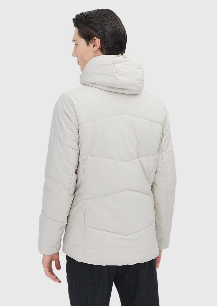 Bej Regular Fit Kapüşonlu Casual Dokuma Mont - 5