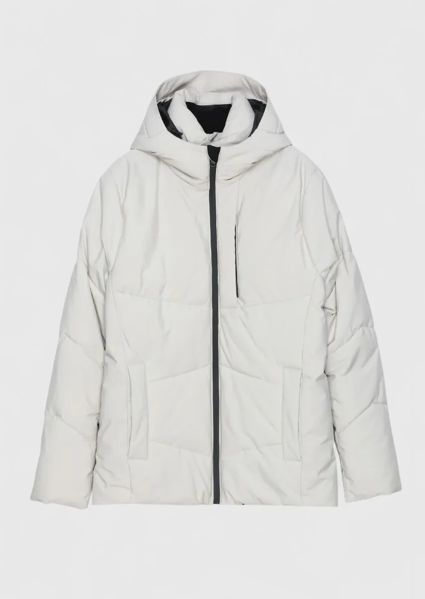 Bej Regular Fit Kapüşonlu Casual Dokuma Mont - 6