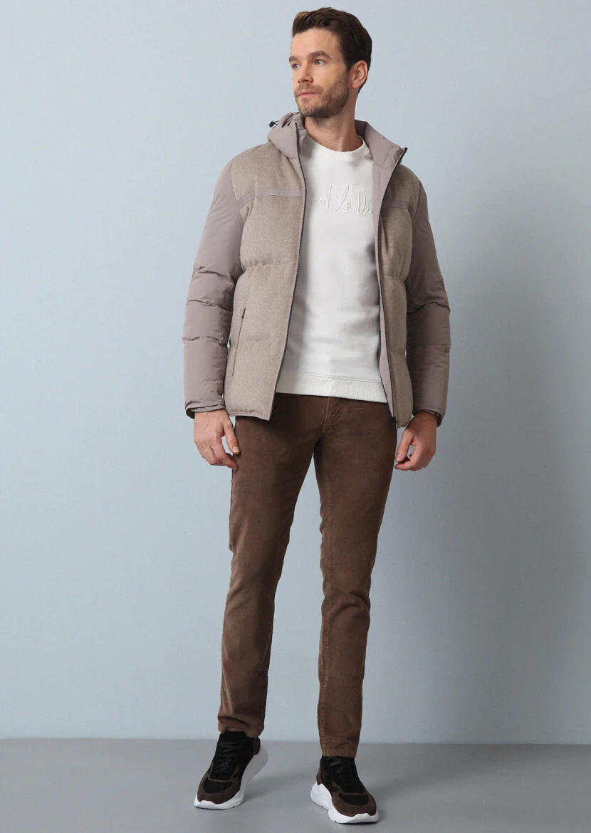 Bej Regular Fit Kelebek Yaka Casual Dokuma Kaban - 4