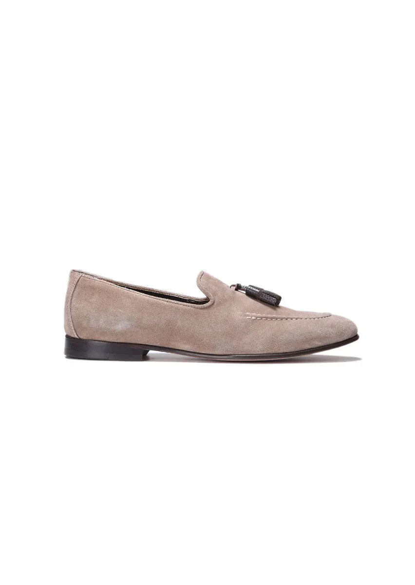 Bej Süet Klasik Loafer - 1